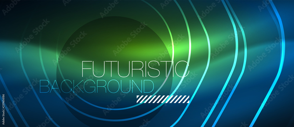Neon glowing lines, magic energy space blue light concept, abstract background wallpaper design Neon glowing lines, magic energy space blue light concept, abstract background wallpaper design