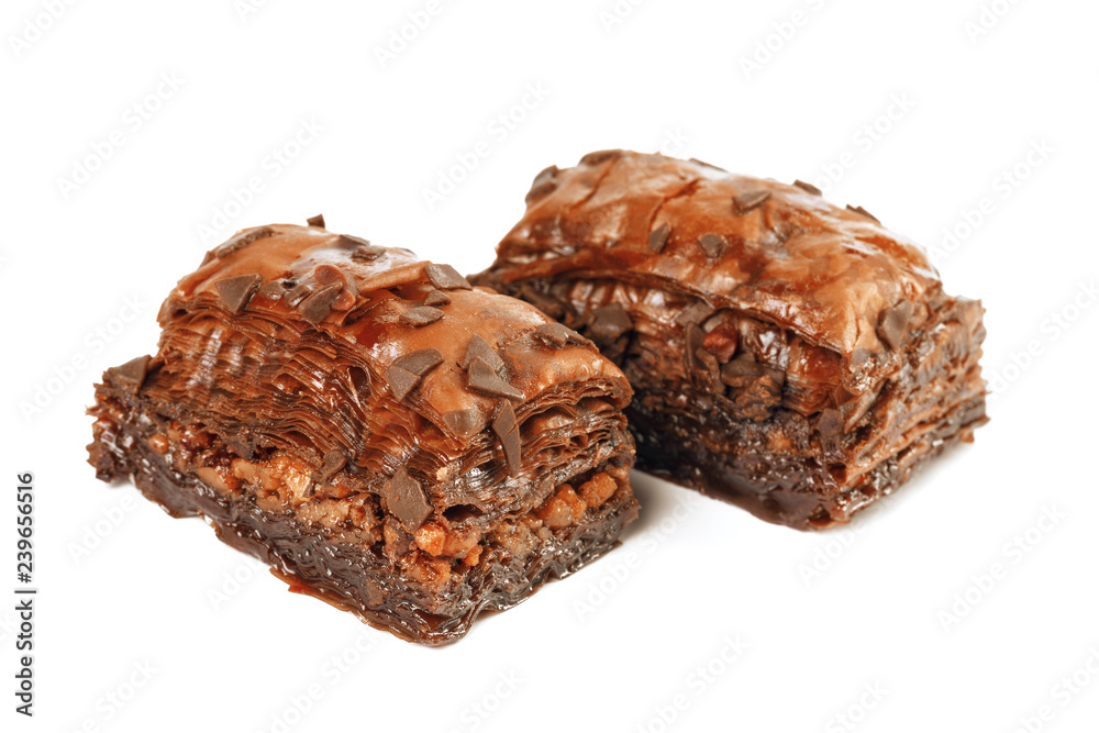 Turkish Ramadan Dessert Baklava isolated on white Turkish Ramadan Dessert Baklava isolated on white