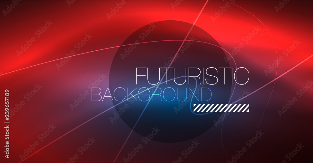 Neon glowing magic background, neon banner, night sky wallpaper. Magic light effect. Christmas abstract pattern.