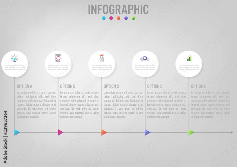 Business infographic template with 5 options circular shape, Abstract elements diagram or processes and business flat icon, Vector business template for presentation.Creative concept for infographic.. Business infographic template with 5 options circular shape, Abstract elements diagram or processes and business flat icon, Vector business template for presentation.Creative concept for infographic..