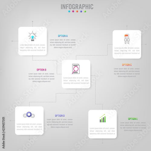 Business infographic template with rectangular shape options, Abstract elements diagram or processes and business flat icon, Vector business template for presentation..