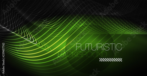 Neon lines wave background. Abstract composition