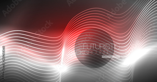 Neon lines wave background. Abstract composition