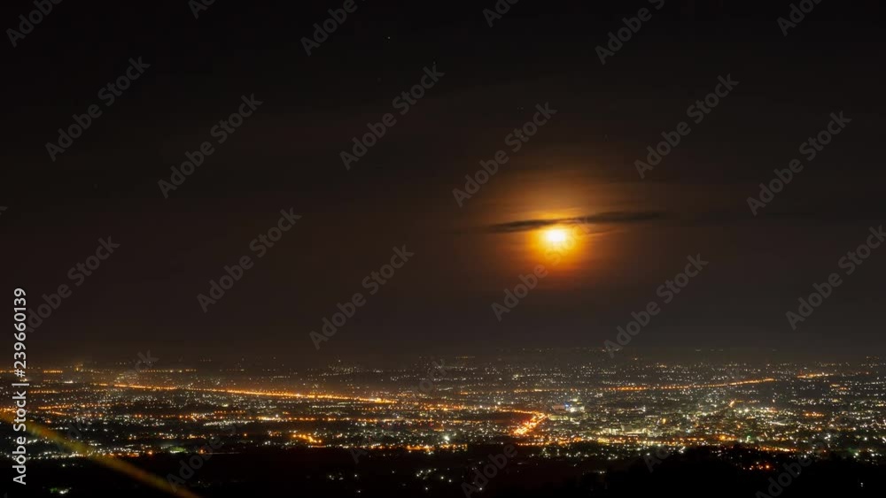 Timelapse Video of Colorful moon over the city Timelapse Video of Colorful moon over the city