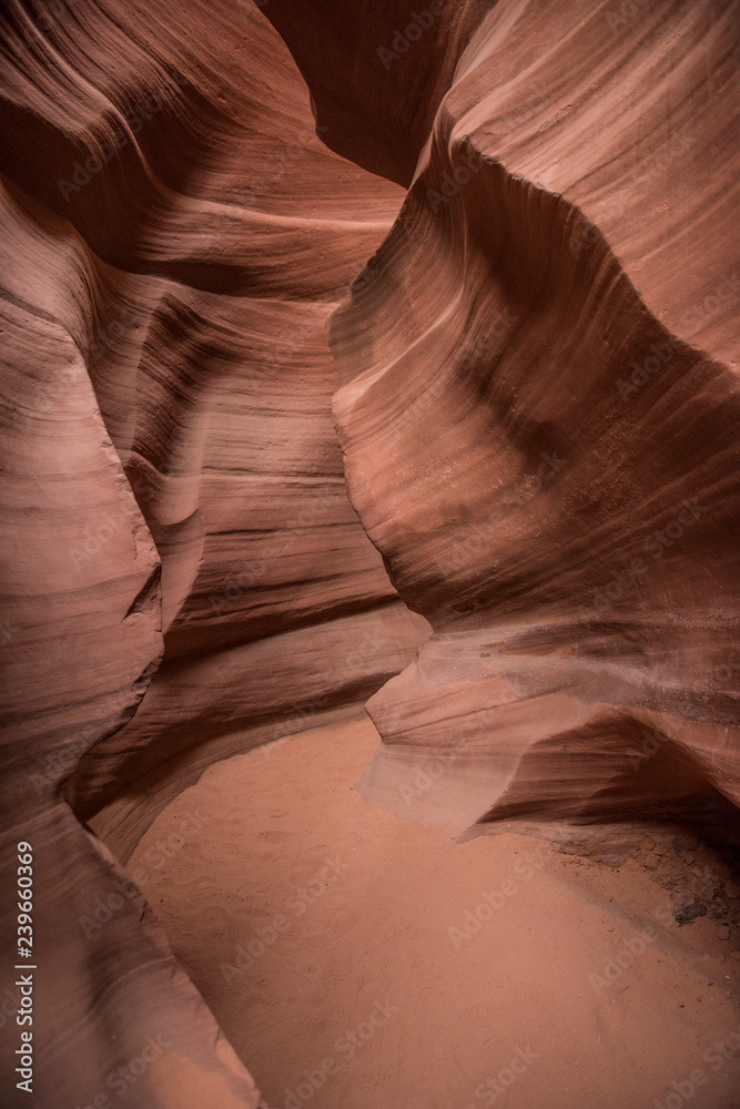 Scenic beauty of the famous Antelope Canyon in Arizona. It is a slot canyon on the Navajo land. It is one of the most adventurous places in Arizona and is very famous among tourists.