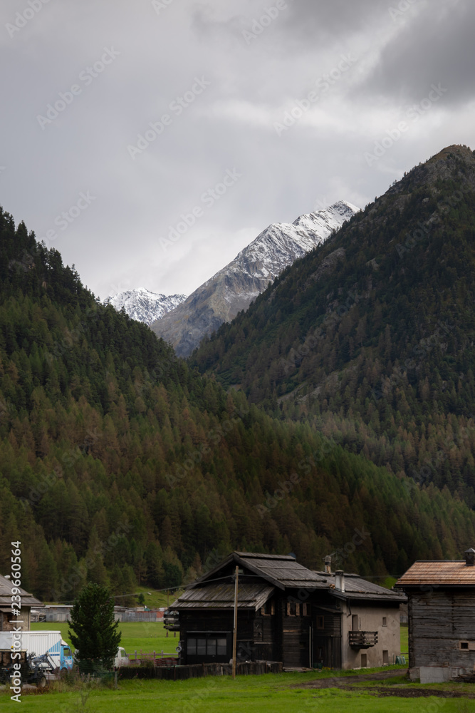 The mountains and the lake near Livigno.