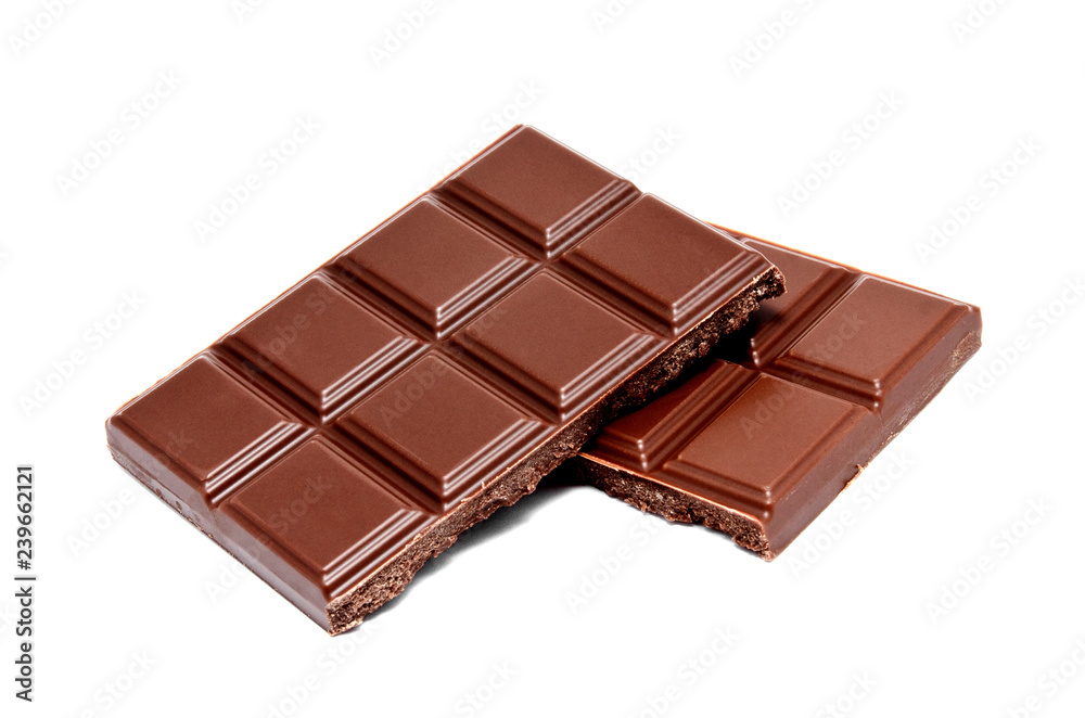 Dark milk chocolate bars stack isolated on a white Dark milk chocolate bars stack isolated on a white
