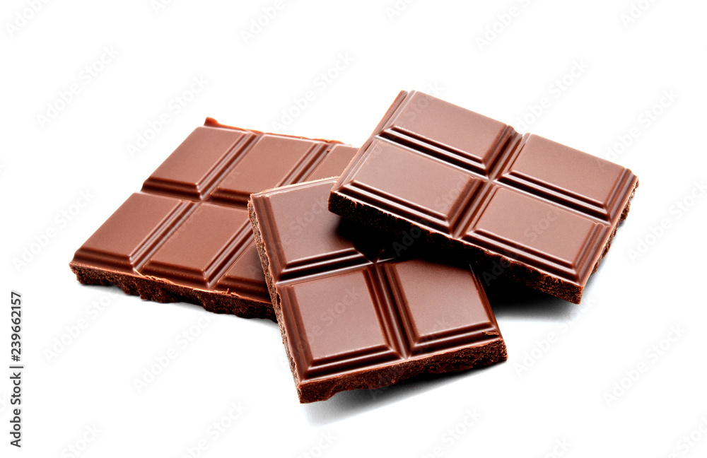 Dark milk chocolate bars stack isolated on a white Dark milk chocolate bars stack isolated on a white