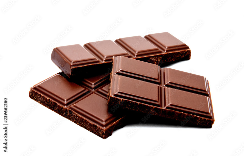 Dark milk chocolate bars stack isolated on a white Dark milk chocolate bars stack isolated on a white