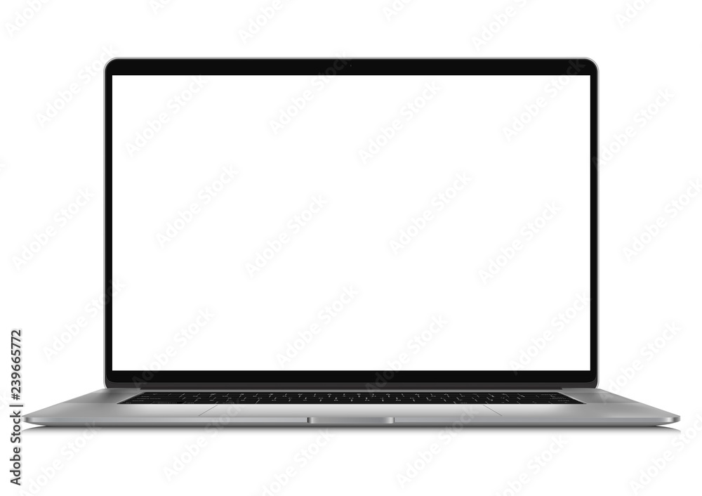 Laptop with blank screen isolated on white Laptop with blank screen isolated on white
