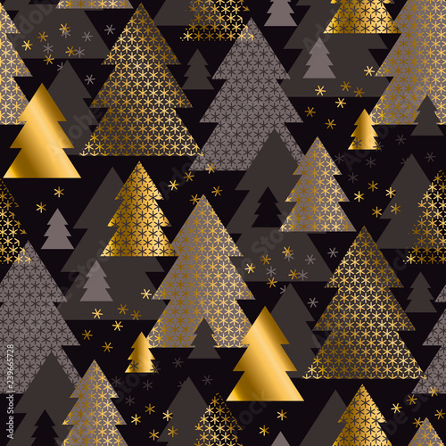 Luxury minimal Christmas tree seamless pattern.
