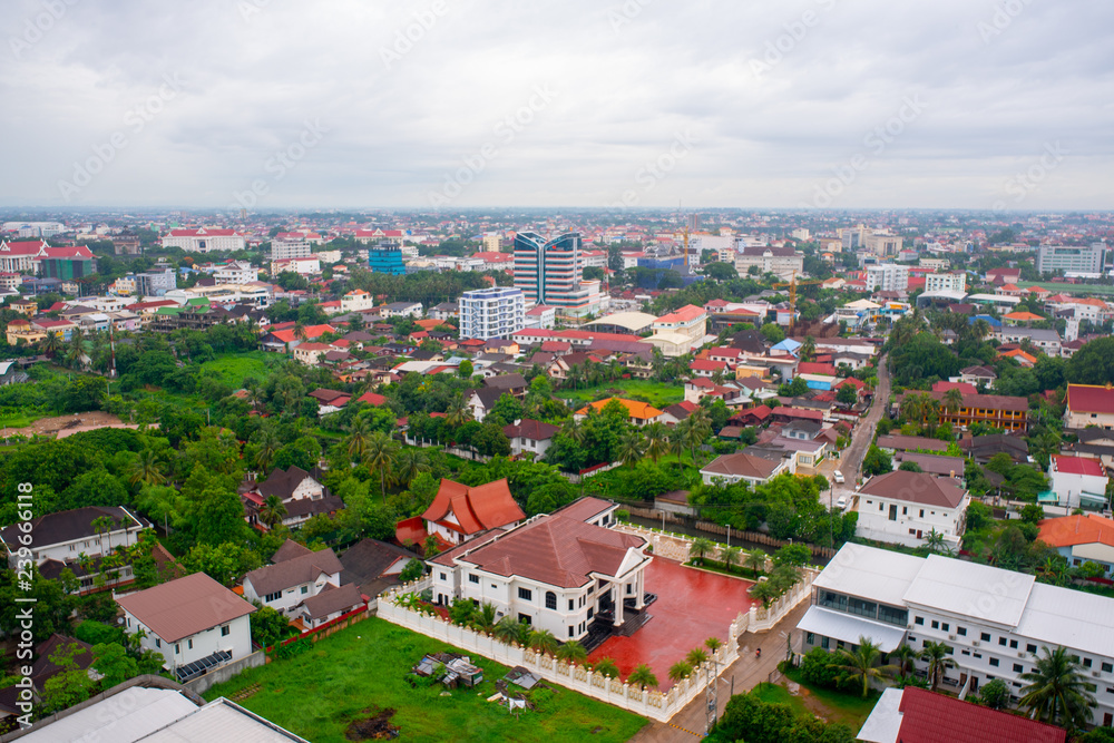 A bird's-eye view from a hotel in Vientiane, Laos