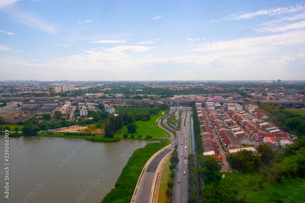 Fototapeta premium aerial view of Don Mueang in Thailand