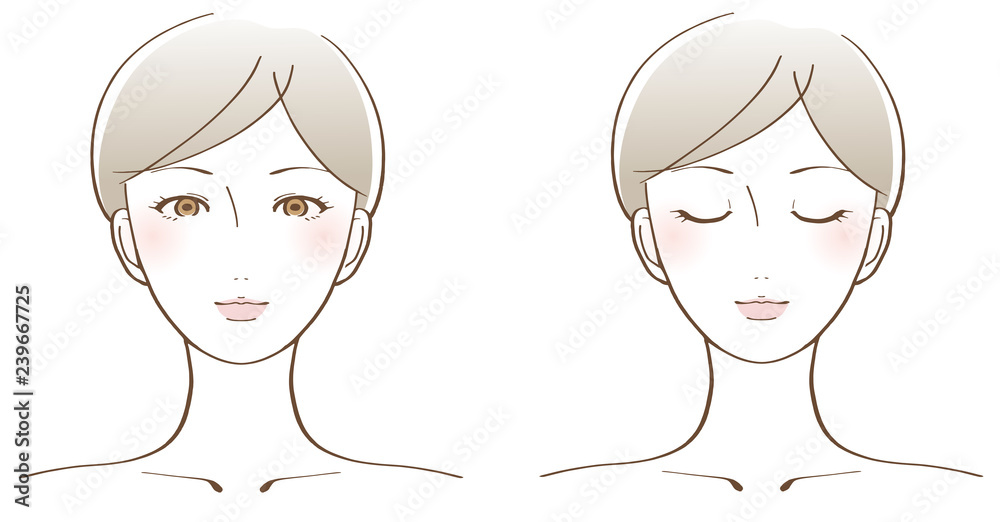 女性の顔 美容 イラストセット Stock Vector Adobe Stock