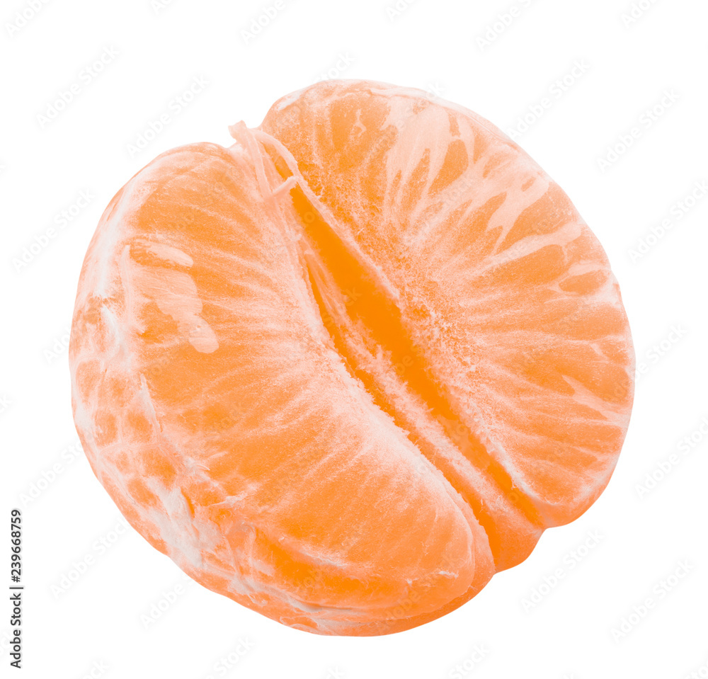 tangerine without peel isolated on a white background