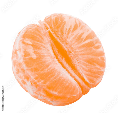 tangerine without peel isolated on a white background