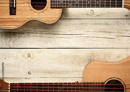 ukuleles on table living background