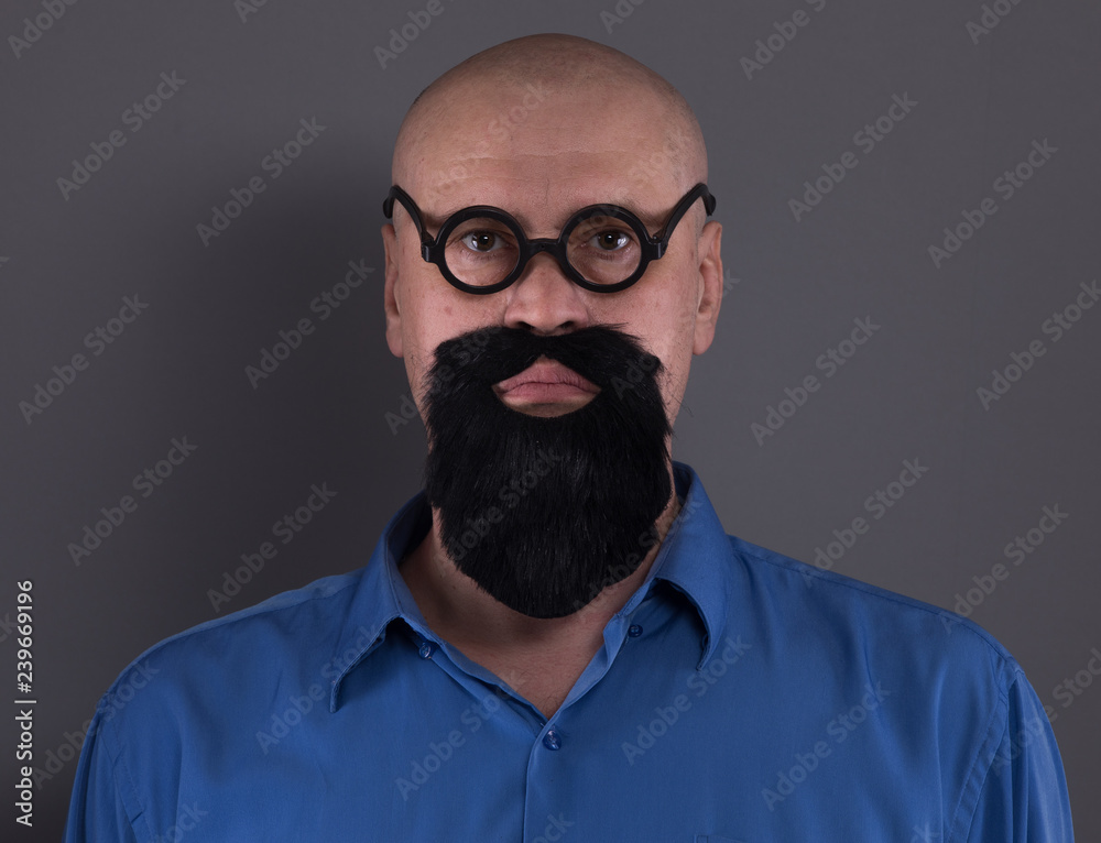 Obraz premium studio portrait bearded funny man