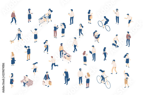 Vector Isomeric people set isolated on white. Male and female characters. Flat isometric illustration.