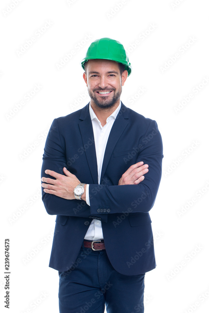 Confiident construction manager posing isolated Confiident construction manager posing isolated