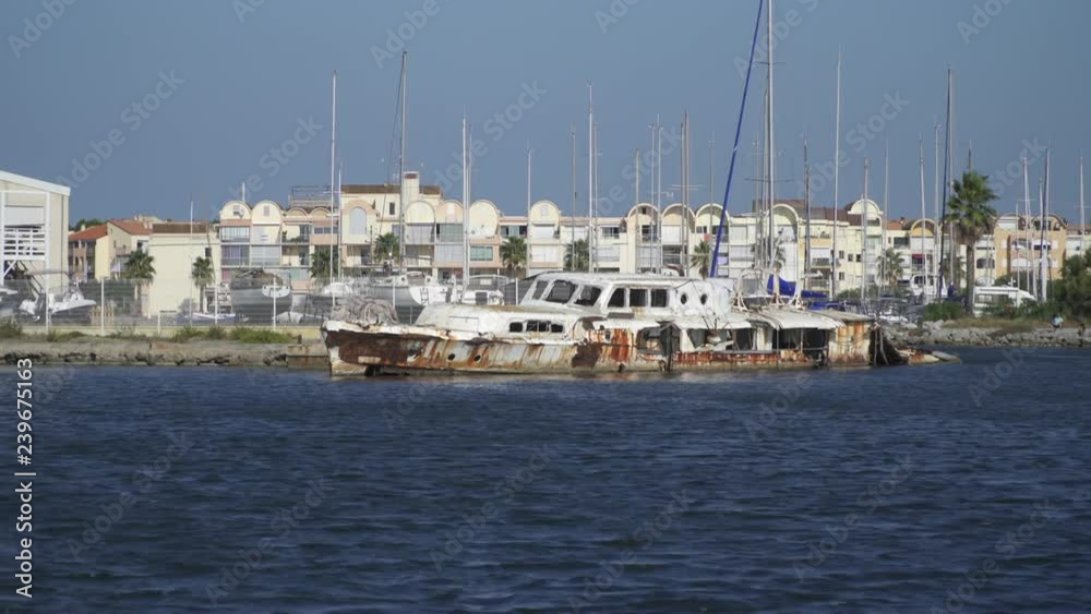Shipwreck at the mediterranean coast in southern France