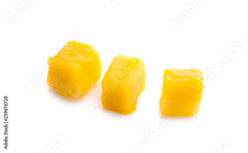 mango cube slices isolated on the white background photo