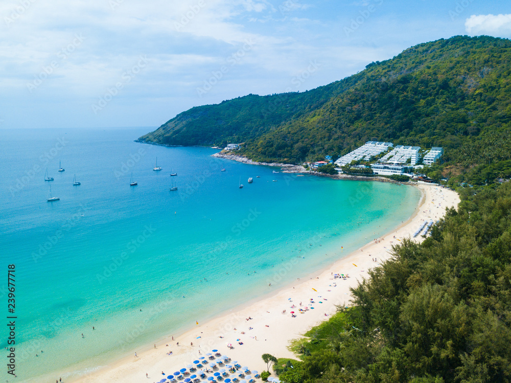 Aerial view of Nai Harn beach Phuket