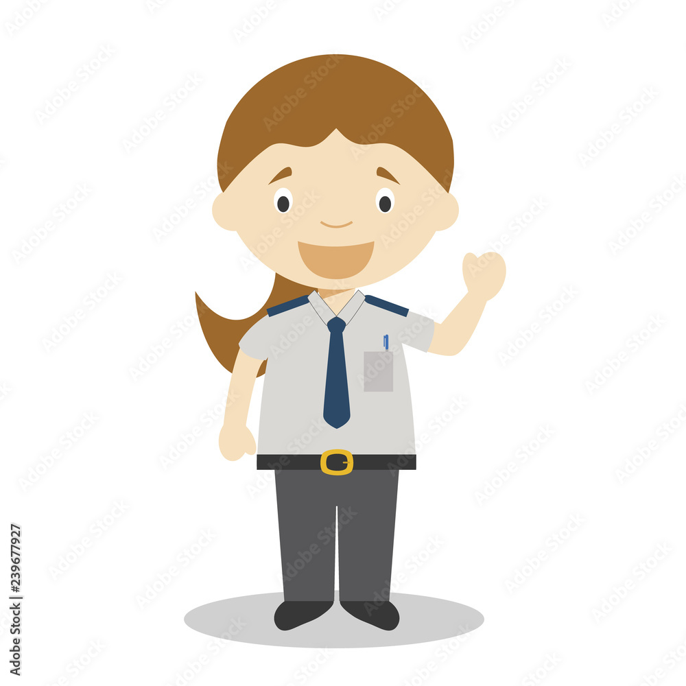Cute cartoon vector illustration of a bus driver. Women Professions Series Cute cartoon vector illustration of a bus driver. Women Professions Series
