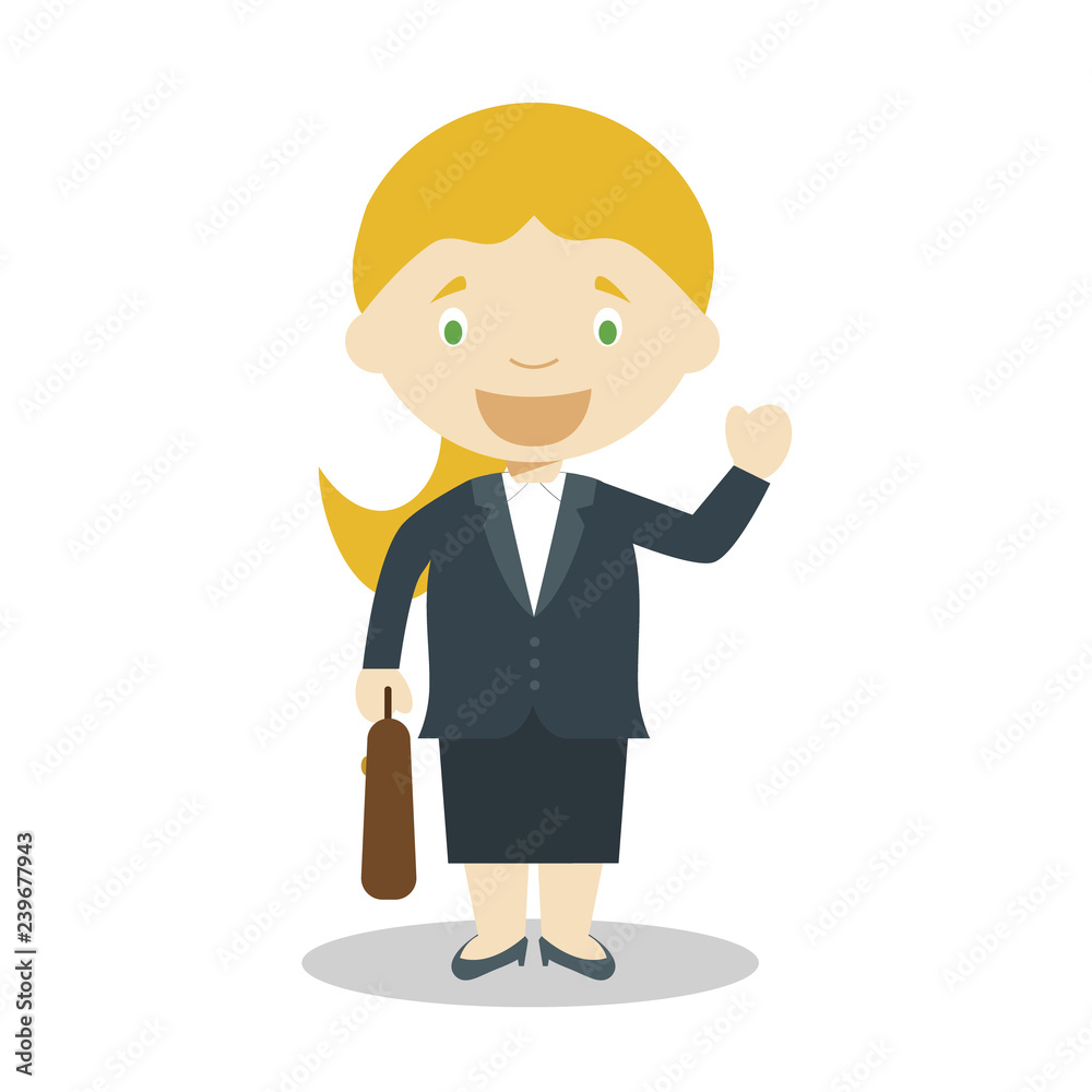 Cute cartoon vector illustration of a businesswoman. Women Professions Series