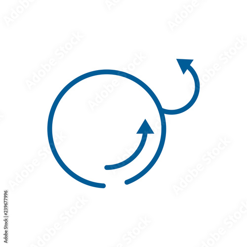 Vector illustration of simple symbol of implementation of internal task and transition to next block of development or work process in line art isolated on white background.