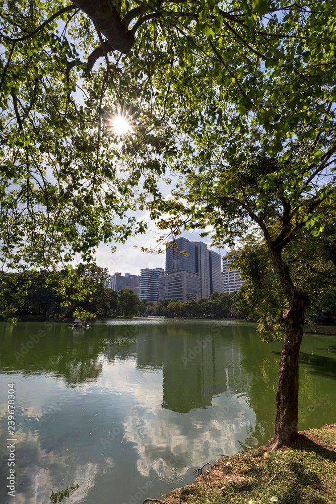 Obraz premium Skyline Bangkok Lumphini Park Thailand