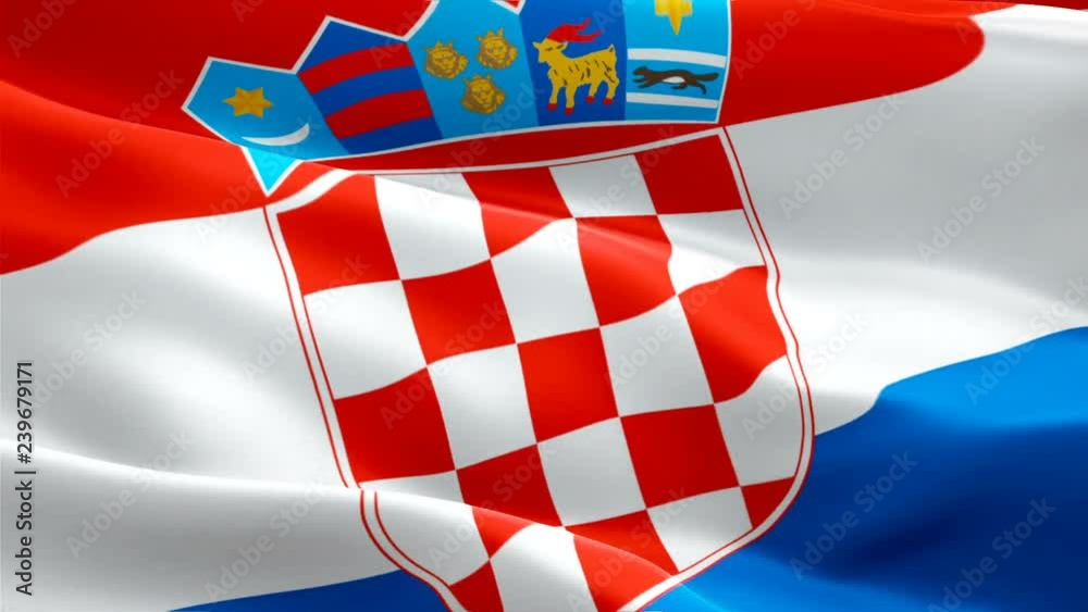 Croatia waving flag. National 3d Croatian flag waving. Sign of Croatia seamless loop animation. Croatian flag HD resolution Background. Croatia flag Closeup 1080p Full HD video for presentation
