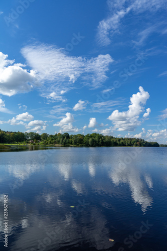 Fototapeta Naklejka Na Ścianę i Meble -  high contrast clouds on blue sky over natural landscape
