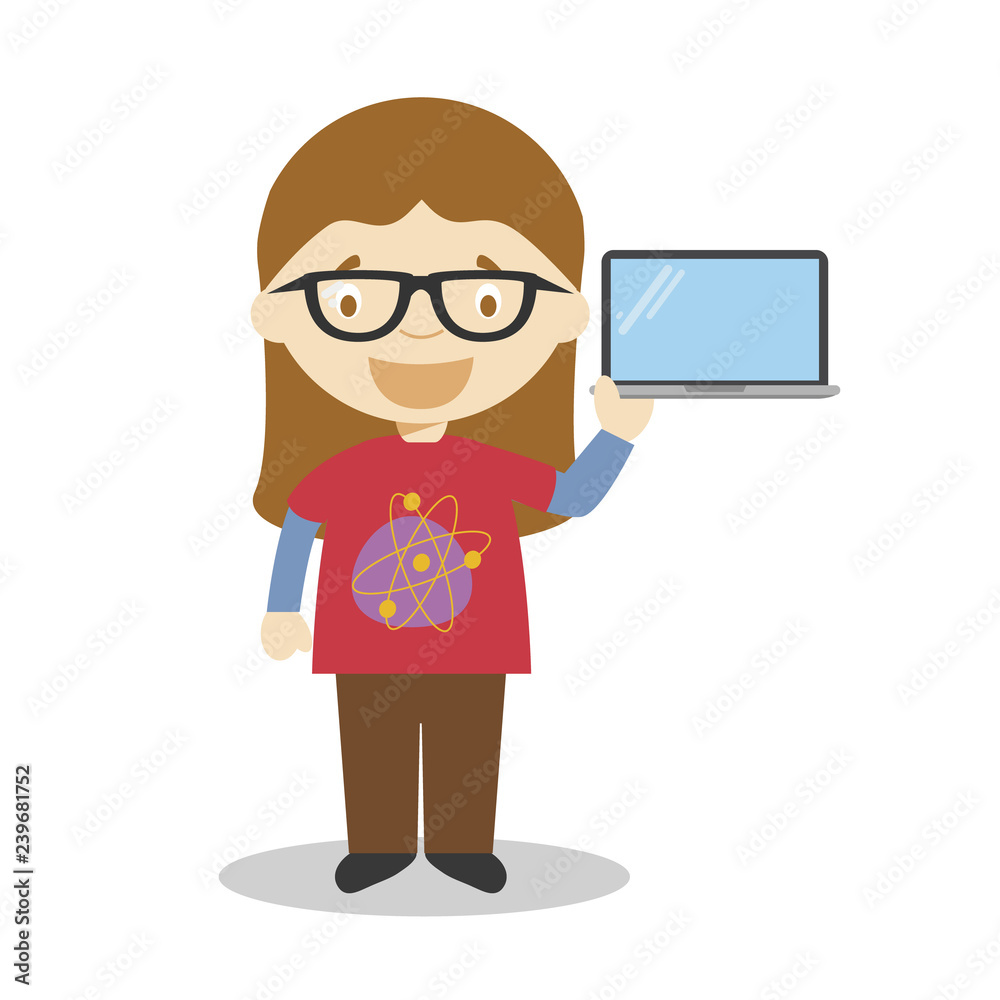 Cute cartoon vector illustration of a programmer. Women Professions Series Cute cartoon vector illustration of a programmer. Women Professions Series