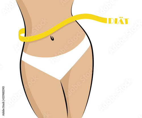 woman body with measuring tape diet concept vector illustration EPS10