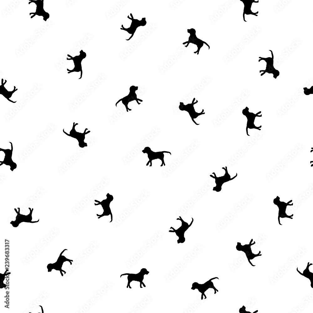 Seamless pattern small dog silhouette on white, vector eps 10 Seamless pattern small dog silhouette on white, vector eps 10