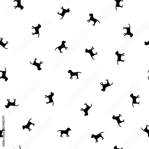 Seamless pattern small dog silhouette on white, vector eps 10