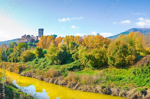 Panoramic photo of the famous medieval citadel of Vicopisano (Italy - Tuscany - Pisa).