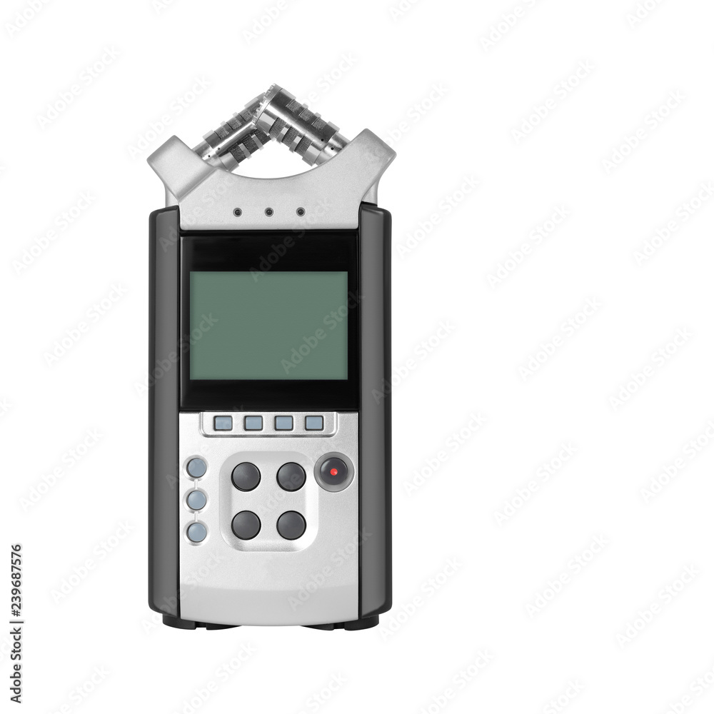 Electronic audio device - Front view Portable digital Recorder isolated Electronic audio device - Front view Portable digital Recorder isolated