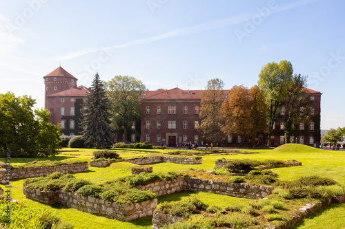 Krakow - Wawel castle at day. Krakow beautiful photo of the city in the sun