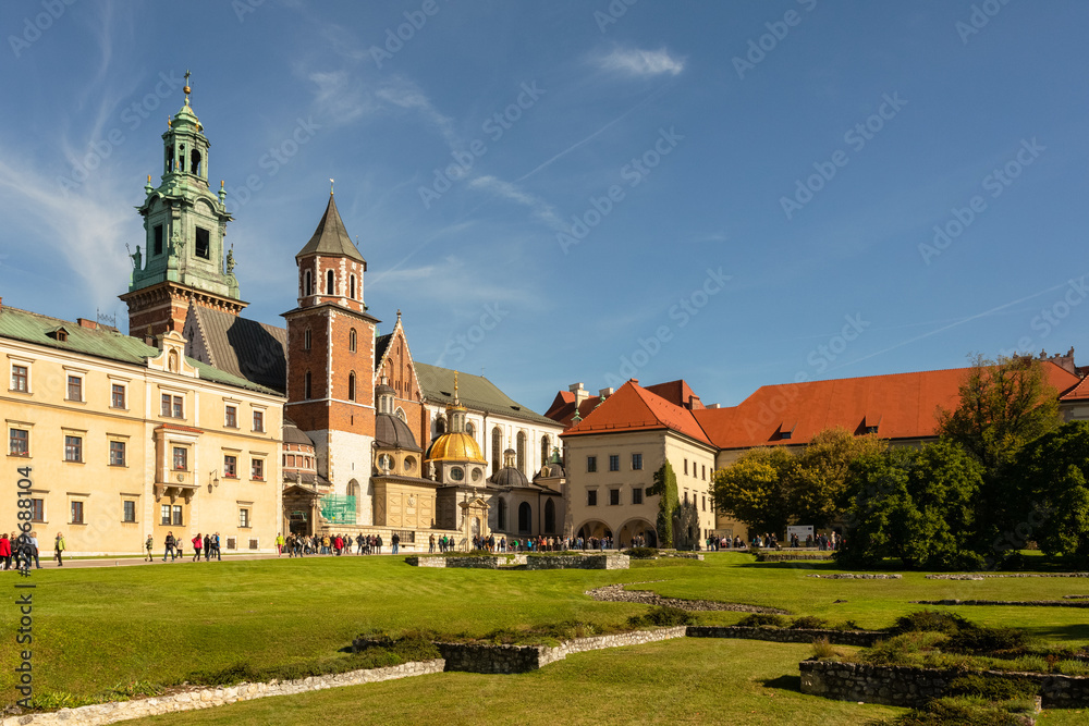 Krakow - Wawel castle at day. Krakow beautiful photo of the city in the sun