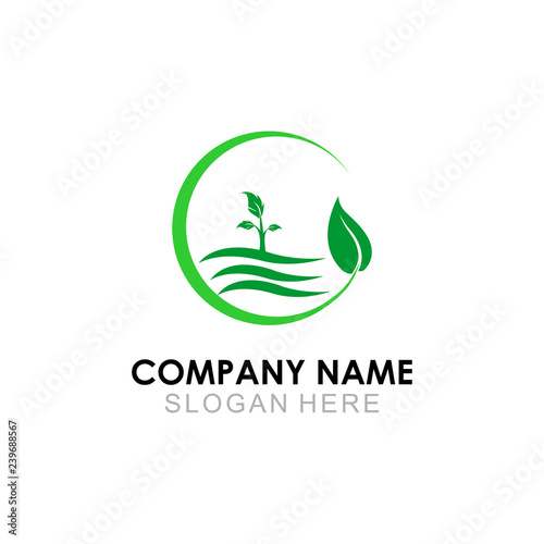 Green Nature Farm Logo Design Template