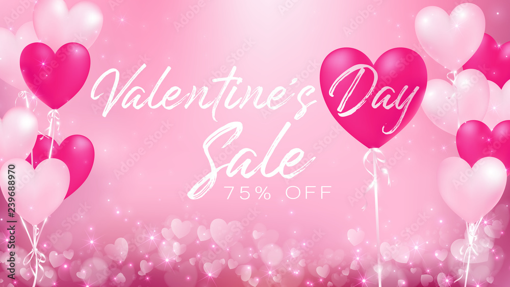 valentine's day sale banner represent as celebration of a love's day with pastel colors