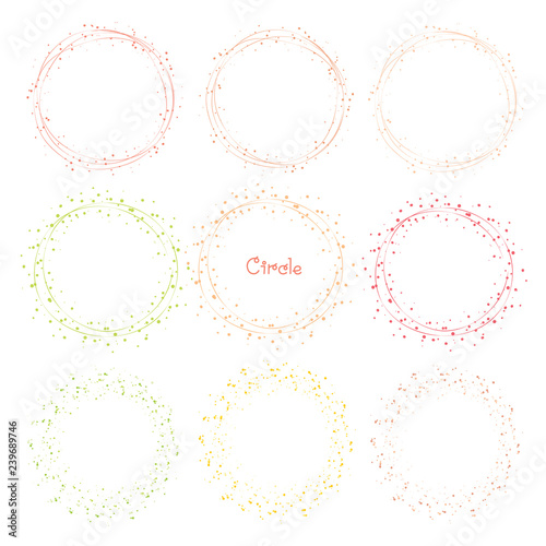 Collection of colorful decorative round frames. Vector illustration.