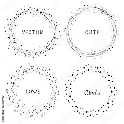 Collection of decorative round frames. Vector illustration.