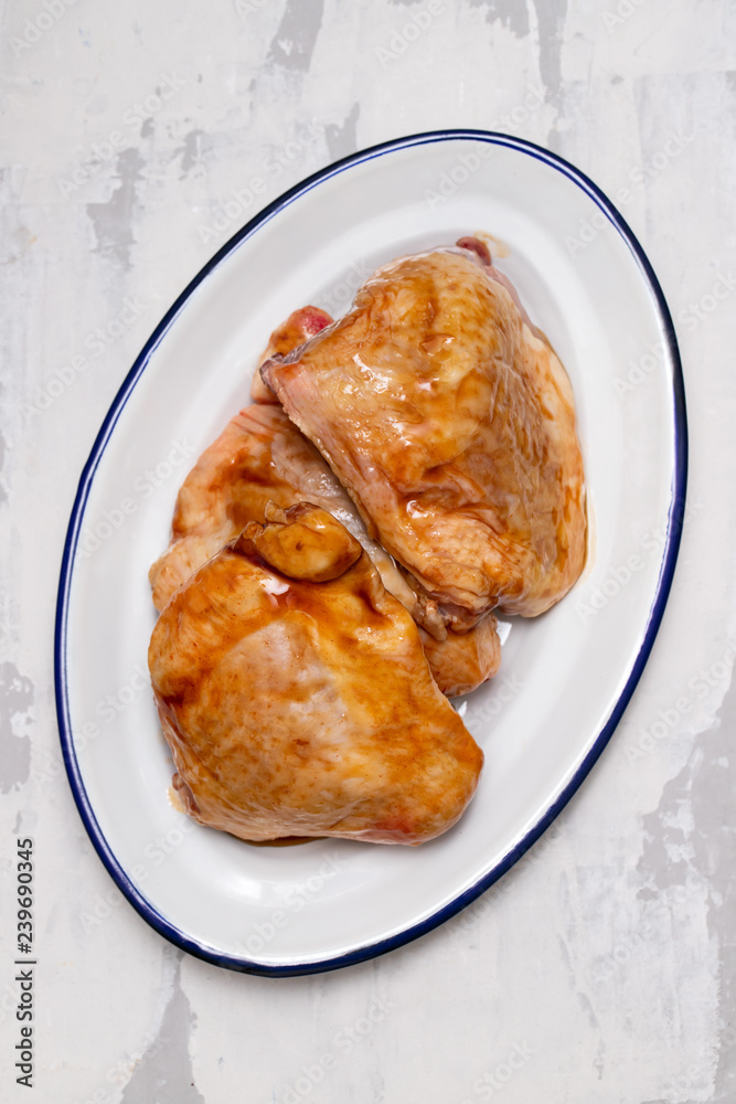 chicken with marinate on dish chicken with marinate on dish