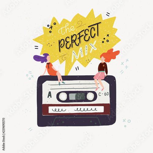 The Perfect Mix inscription and cassette tape illustration