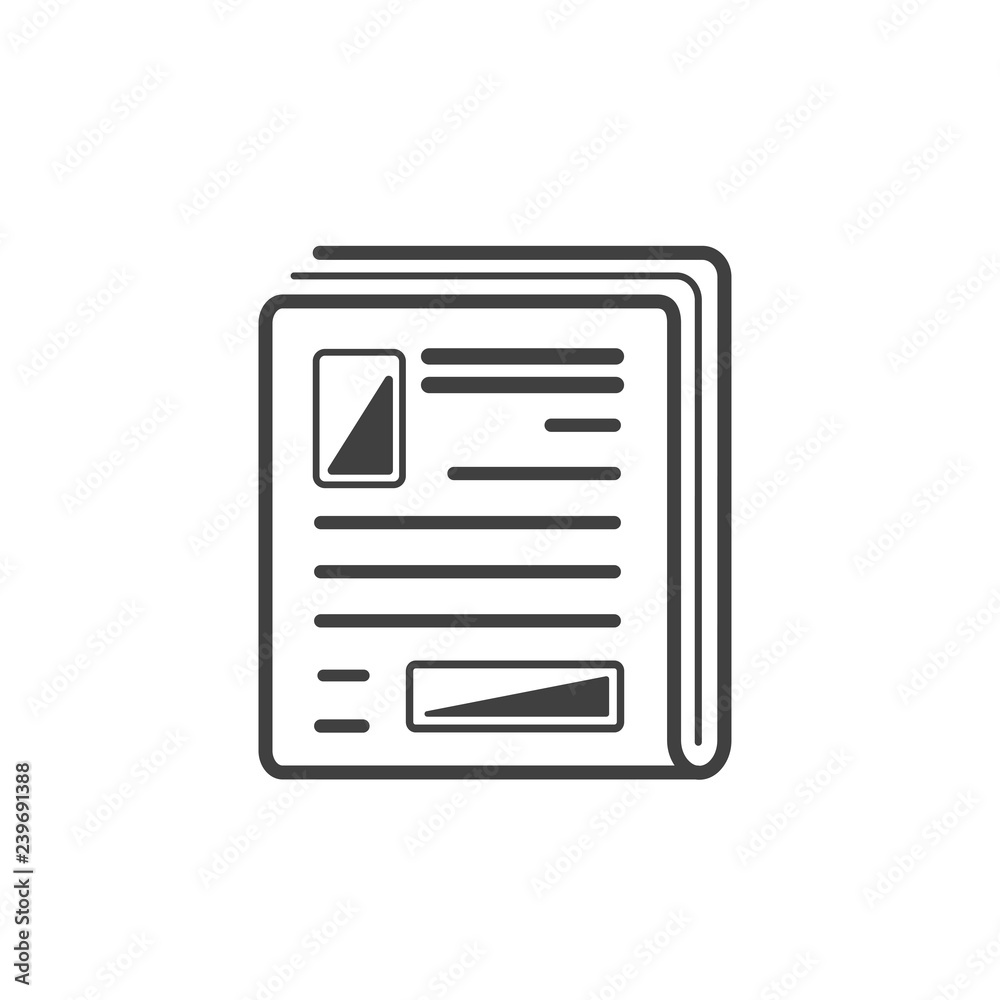 Newspaper icon, flat simple linear sign. News symbol vector illustration. Newspaper icon, flat simple linear sign. News symbol vector illustration.