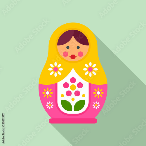 Floral nesting doll icon. Flat illustration of floral nesting doll vector icon for web design
