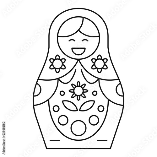 Cute nesting doll icon. Outline cute nesting doll vector icon for web design isolated on white background